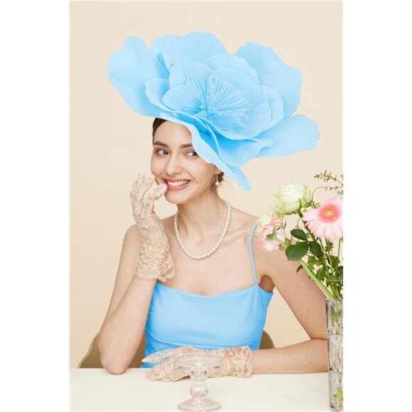 Fascinators Hat Flower for Wedding, Blue